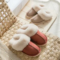 Winter Warm Cotton Slippers Women Men Home Shoes Furry Non-slip Indoor Slides Bedroom Couple Slippers Plush Female Shoes - Image 2