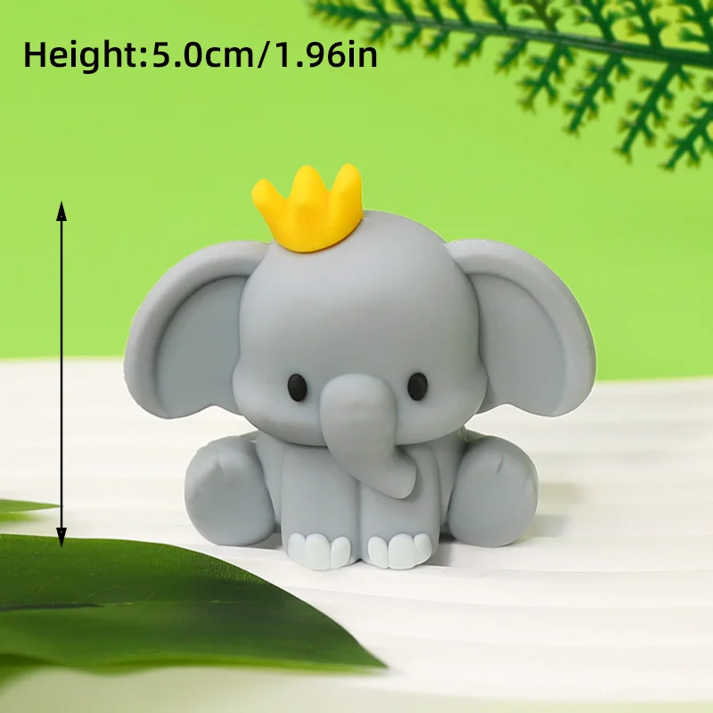 Safari Olifant Kawaii Taart Topper Grijs