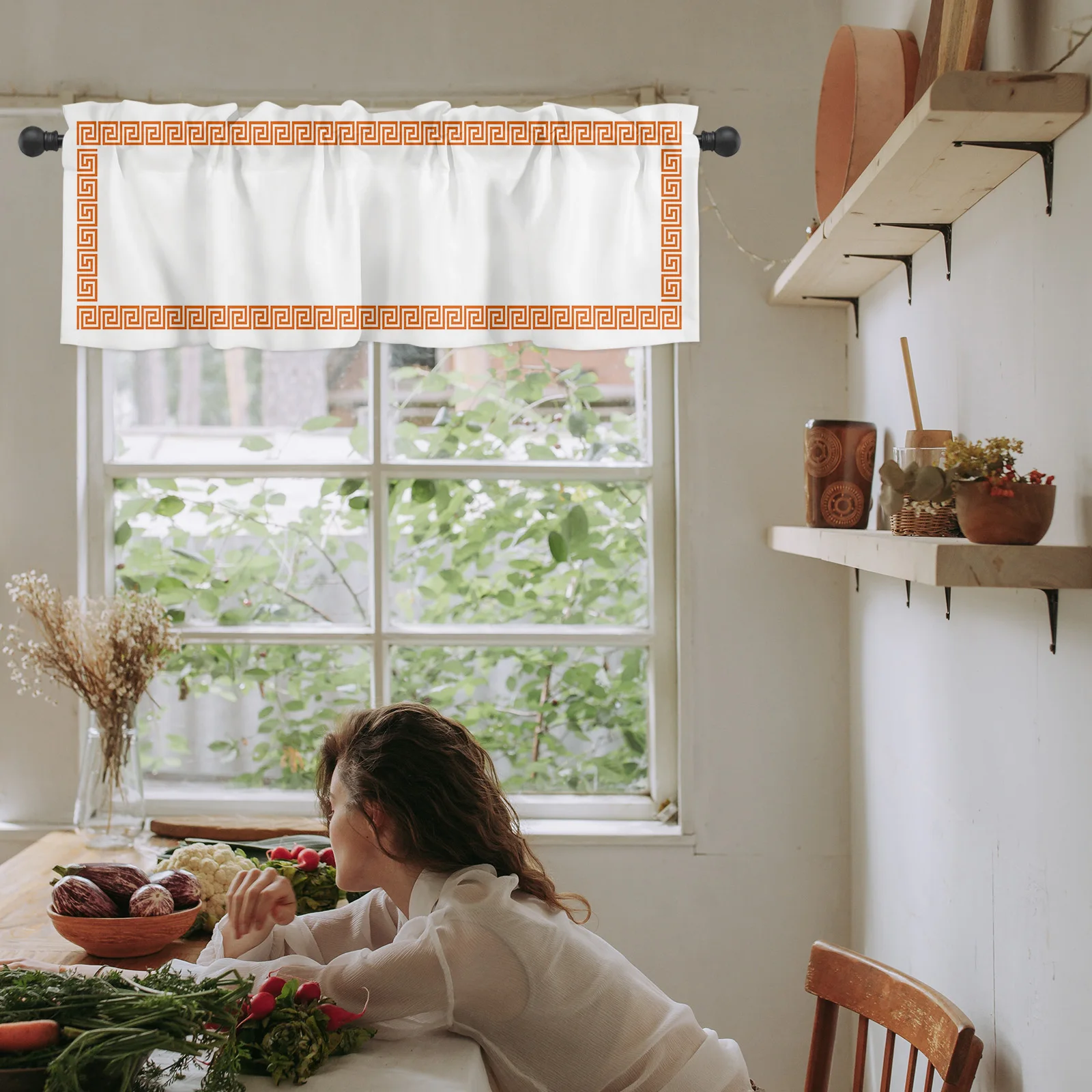 ZEDLIYU Valances for Windows Kitchen Living Room Small Window Valance Greek Vintage Pattern 1 Panel 6