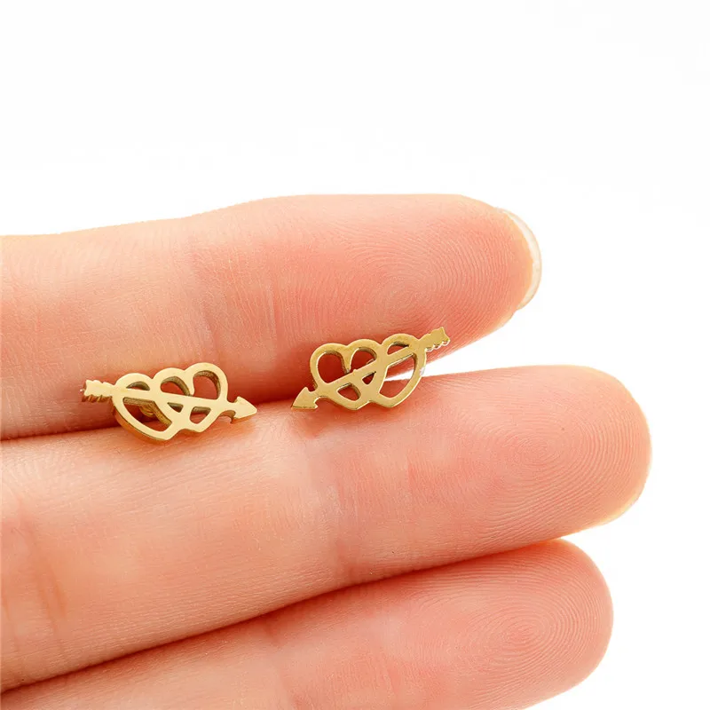 

10Pairs Romantic Arrow Through The Heart Earrings Stud for Women Wedding Fashion Earings Girlfriend Jewelry Valentine's Day Gift