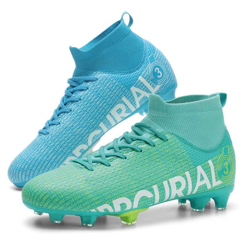 Men's Football Boots High-Top Soccer Shoes Boys Anti-Slip Grass Training Soccer Cleats FG/TF Boots Wide Size 31-48