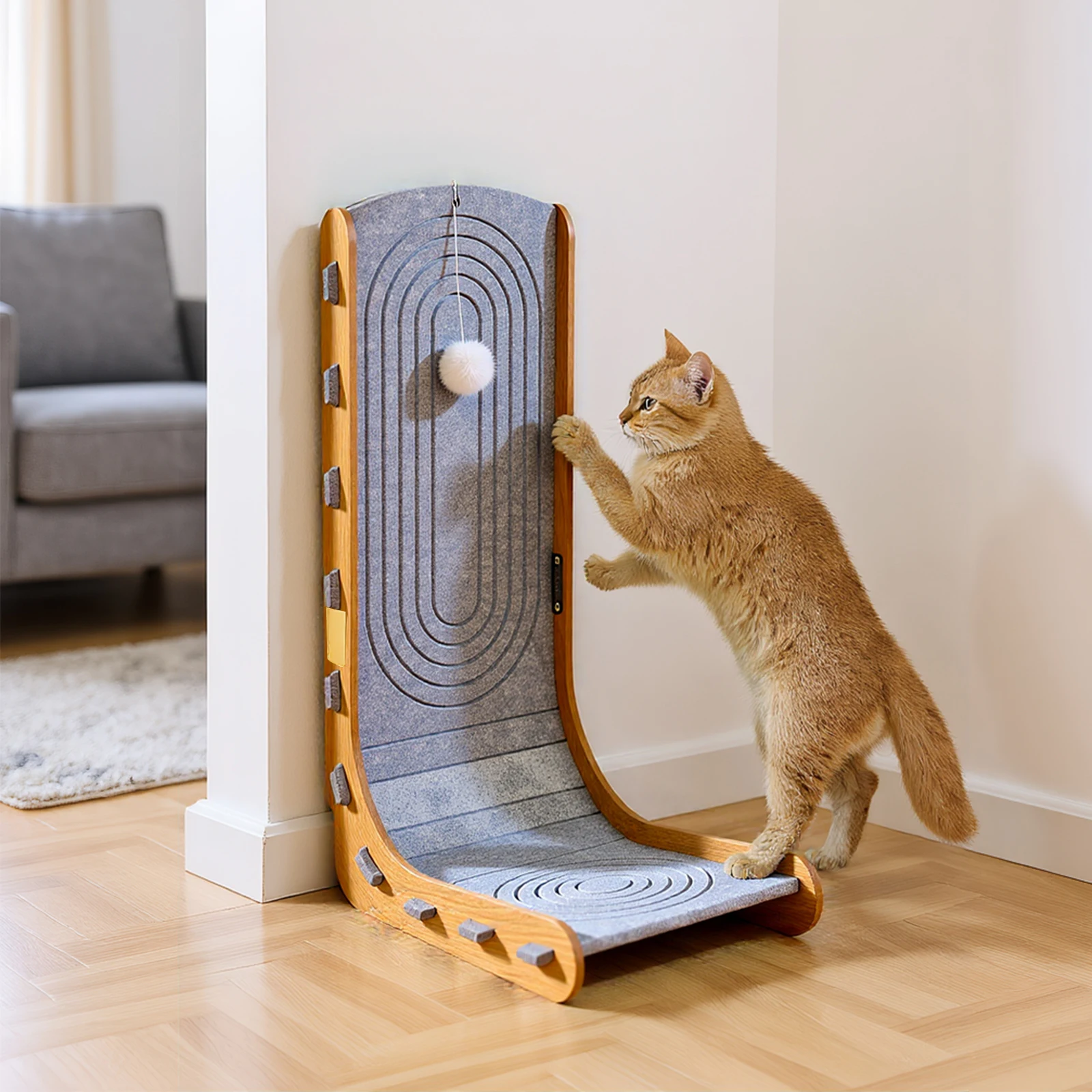 L-Shaped Cat Scratching Board – Wall-Mountable Furniture Protector for Indoor Cats