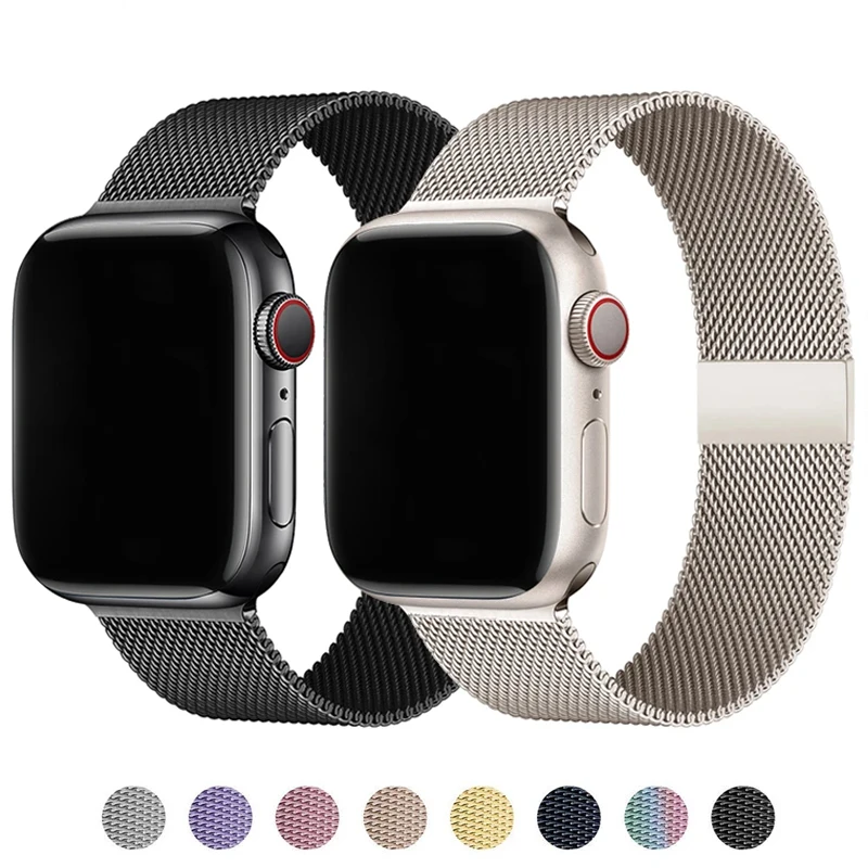 애플 워치 밴드용 밀라노 루프 스트랩, 한국 팔찌, iWatch 시리즈 3, 6, se, 7, 8, 9, 5, 울트라 2, 44mm, 40mm, 45mm, 41mm, 49mm, 42mm, 38mm