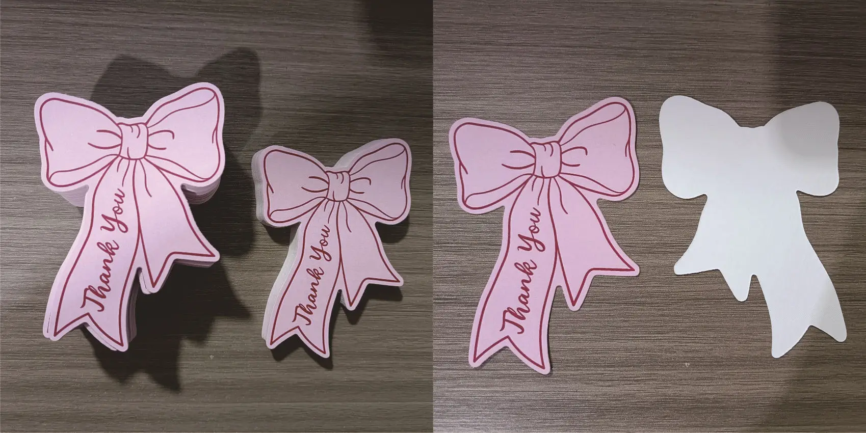 10/25/50 stücke Rosa Schleife DIY Handschrift Familie Party Geschenk Karte Kind Geburtstag Geschenk Karte Restaurant Business Mini Danke Karte – Detail 1