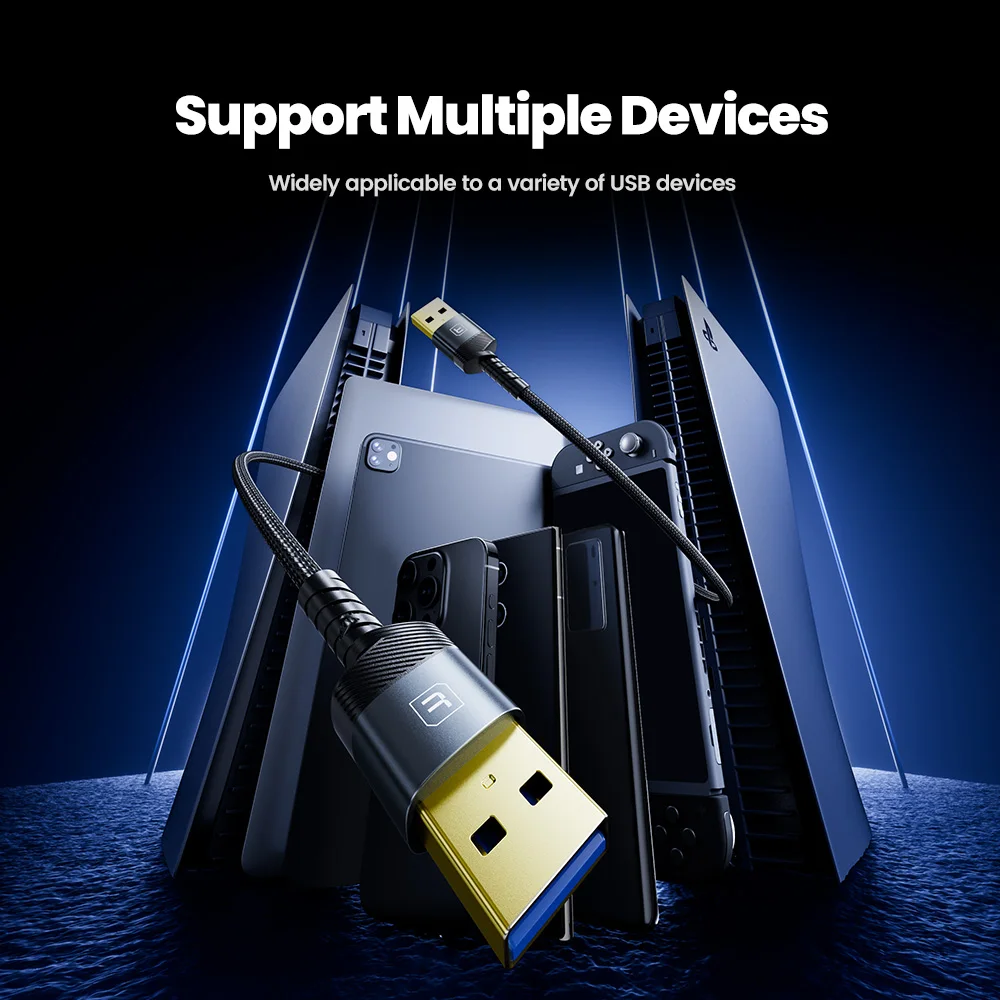 투키 USB A 남성-남성 USB3.0 연장 케이블 (라디에이터, 하드디스크, TV용) 0.5/2M 5Gbps 고속 전송 듀얼 USB A 남성 케이블