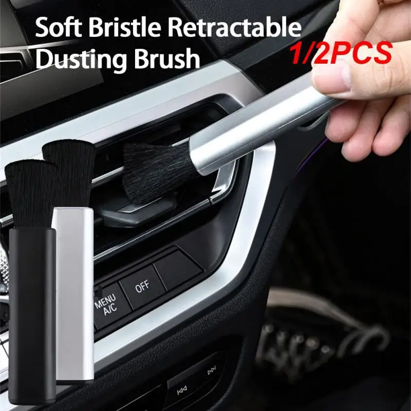 

1/2PCS Car Detail Cleaning Retractable Brush for Dashboard Air Conditioner PC Keyboard Universal Cleaning Soft Wool Small