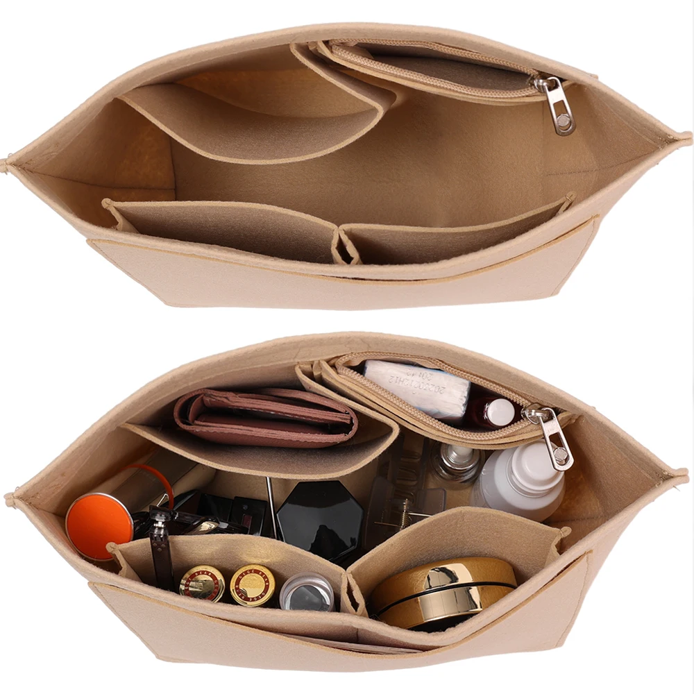 Make Up Organizer Felt Insert Bag for Women Handbag Travel Tote Inner Purse Portable Cosmetic Bags Fit Various Brand Bags