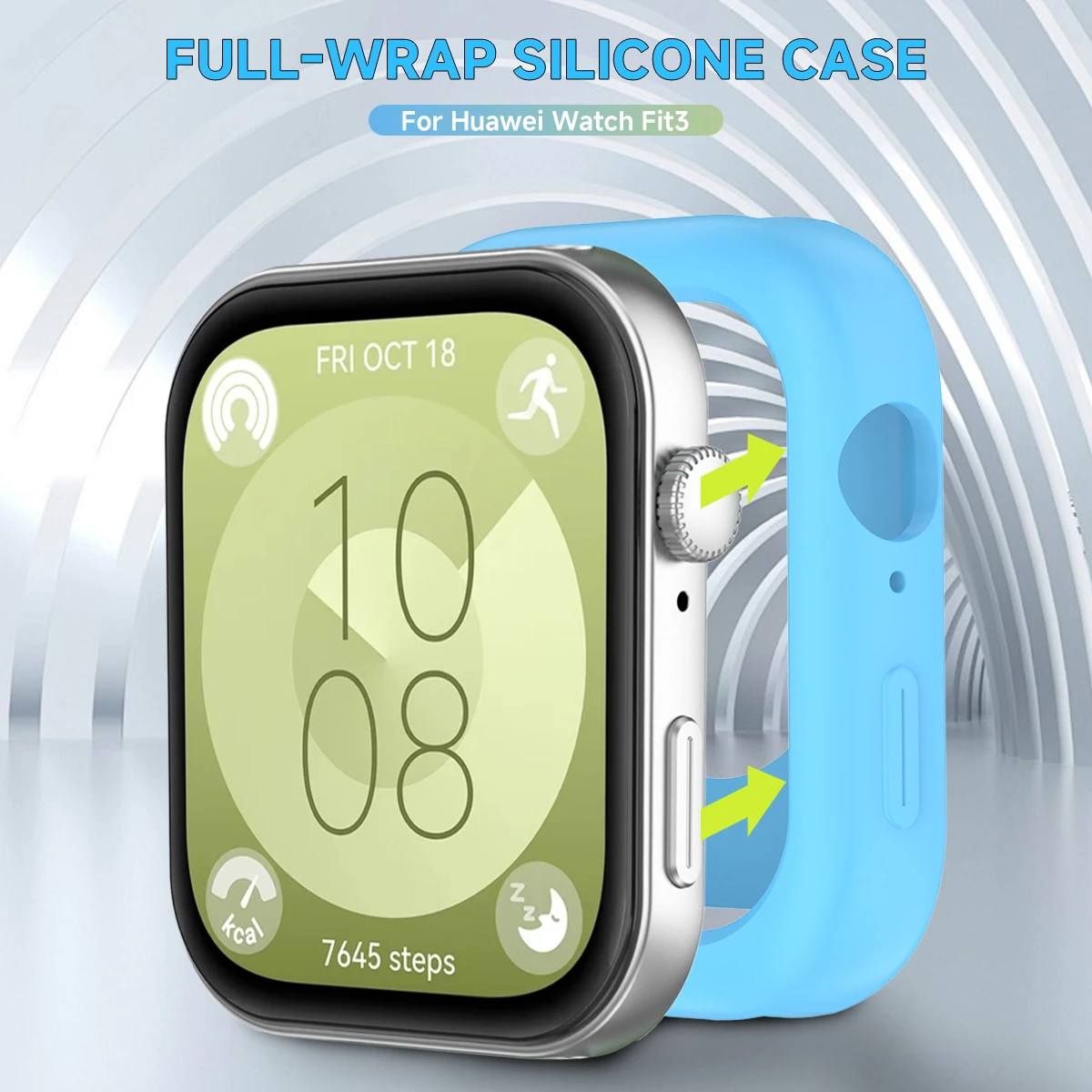 Silicone Protective Case & Strap for Huawei Watch Fit 3 - Soft TPU Bumper Cover