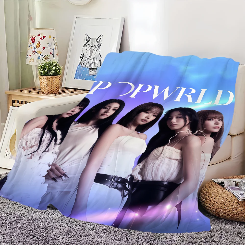 Flannel s-SSERAFIM idol warm comfort  band soft kpop plush blanket LE for sofa living Hot room office bedroom travel gift 2