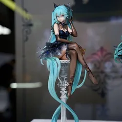 Hatsune Miku Black Dress Edition Figurine - Cute Girl Action Doll Desk Decor Statue Collection Toy Gift (Miku)
