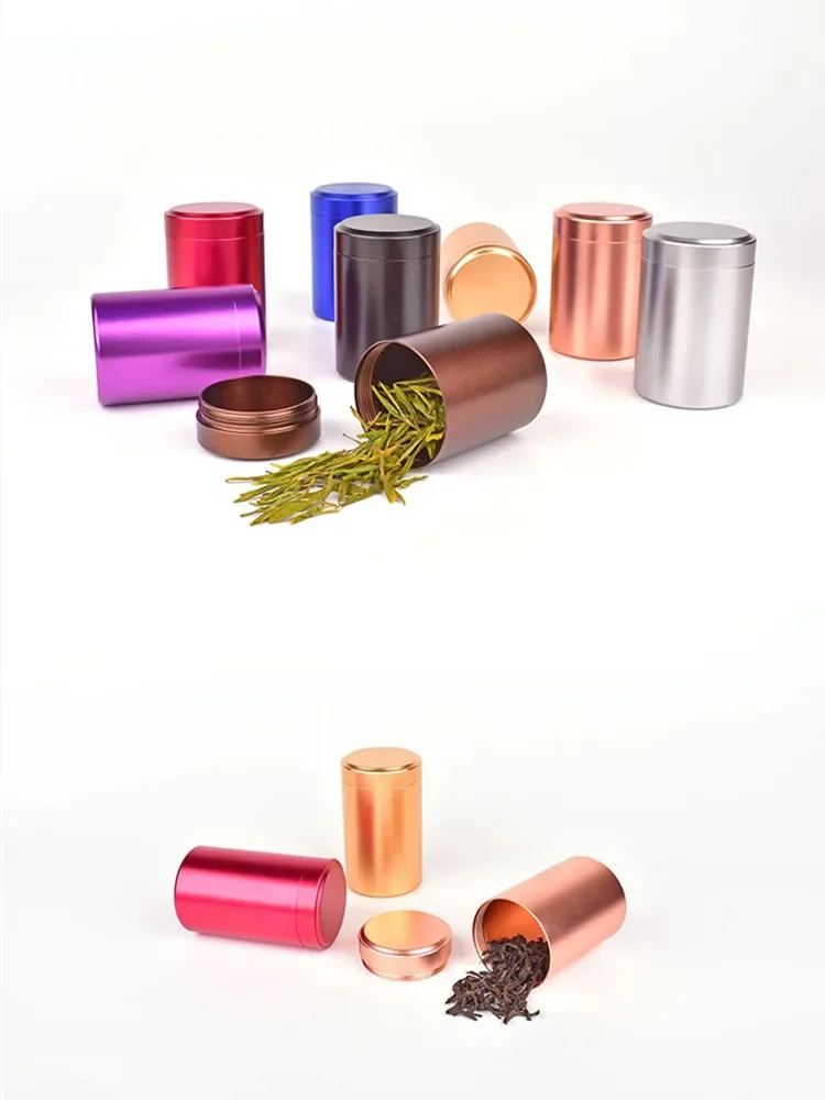 Metal Travel Portable Tea Seal tea tin box tea canister Stainless Steel Storage Bottle With Lid Coffee Bean Candy Biscuit Collection Storage Tank Kitchen