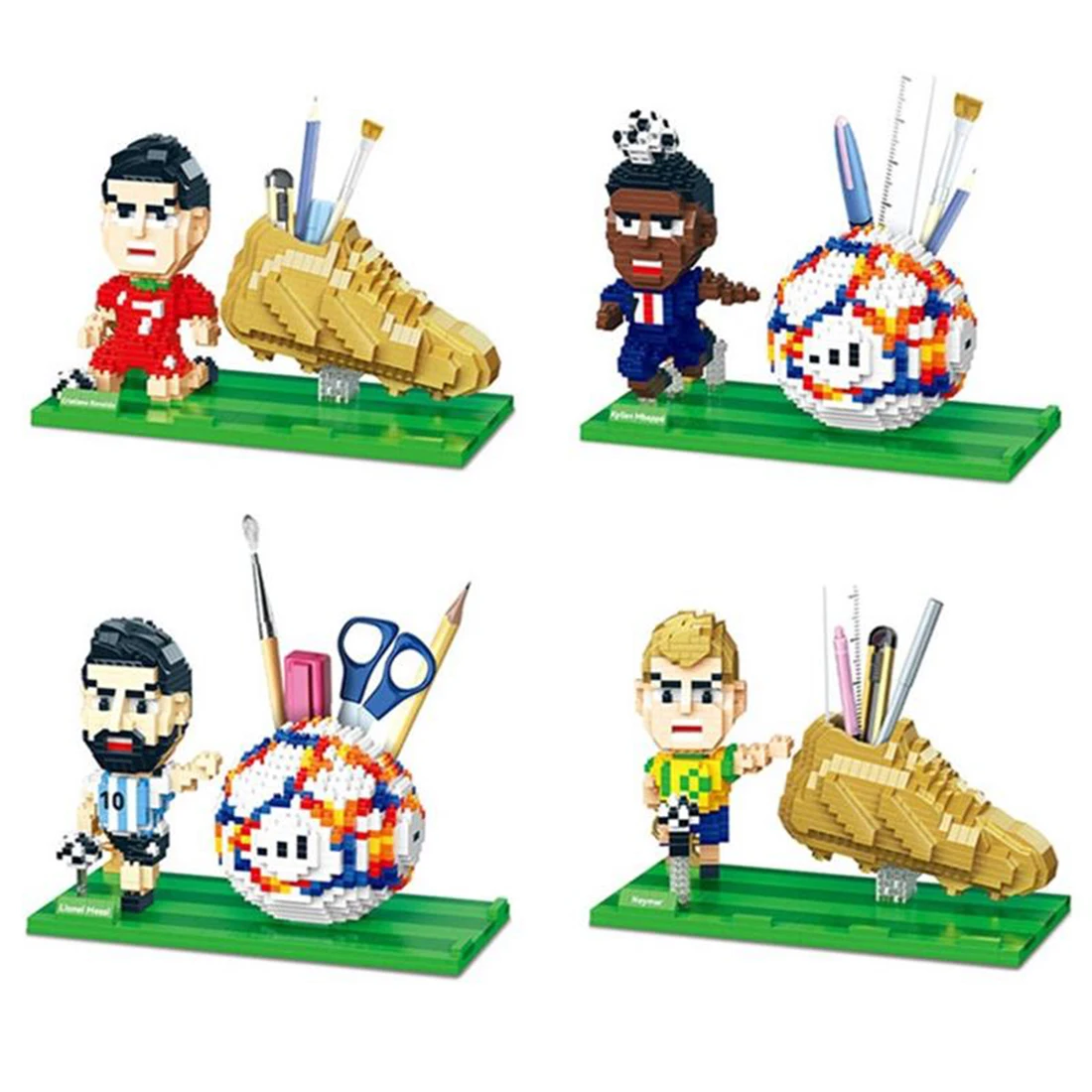 World Football Star 3D Model  Building Blocks Can Be Used As Pen Container Phone Racks Micro Brick Toys For Children Xmas Gifts 6
