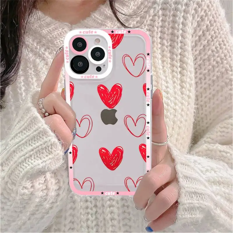 Love Heart Phone Case for iPhone 11 12 13 Mini Pro Max 14 Pro Max Case shell