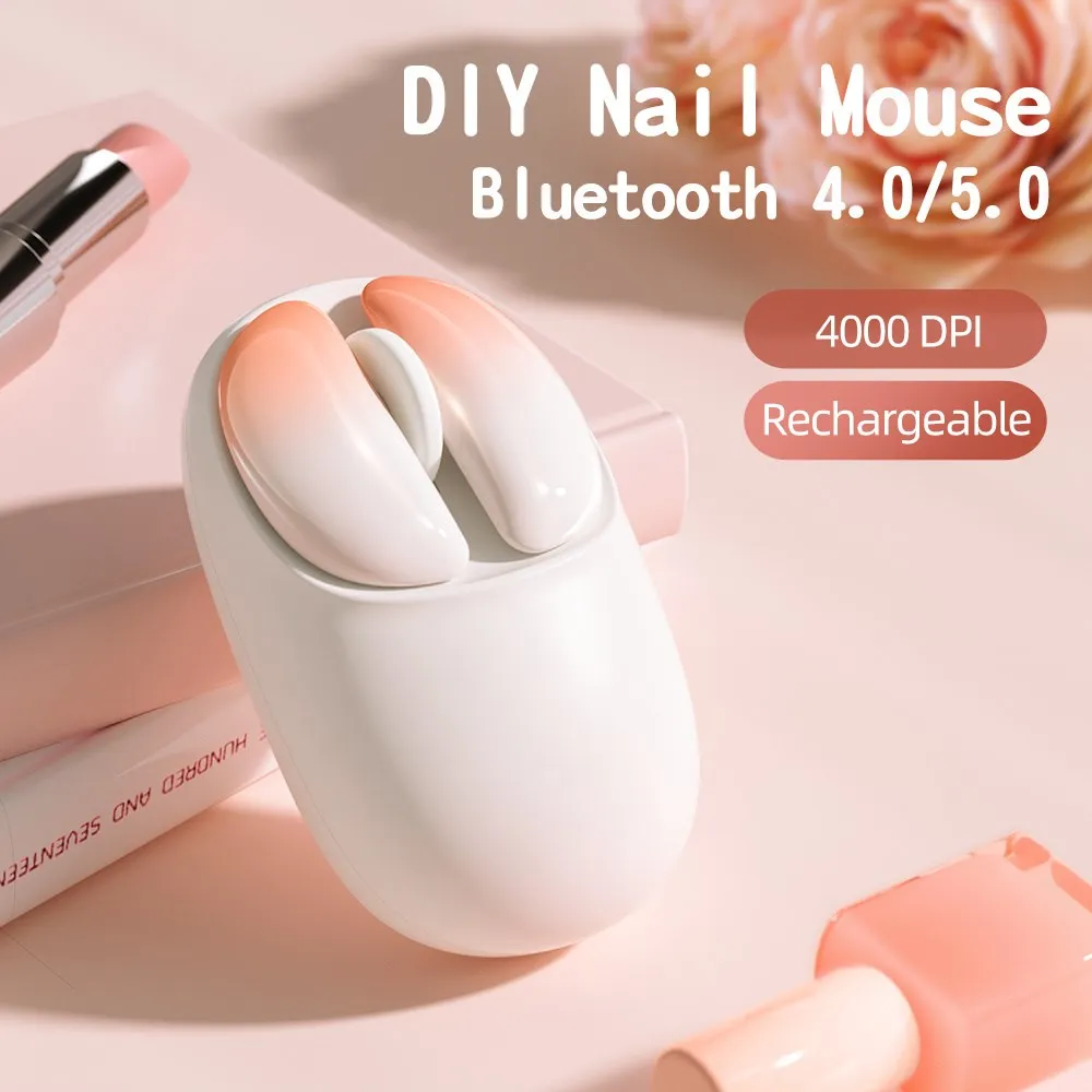 

Wireless Mouse Rechargeable 4000DPI Bluetooth Silence Magnetic Girls Nail Mouse Optical USB C Portable Cute for Laptop Computer