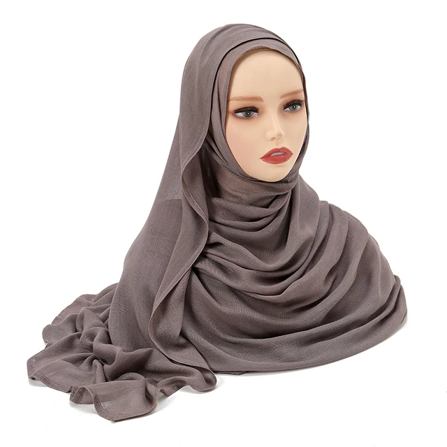 Châles en coton rayonne pour femmes musulmanes, Hijab Modal, écharpe unie, grande taille, Turban islamique, bandeau 190x85cm