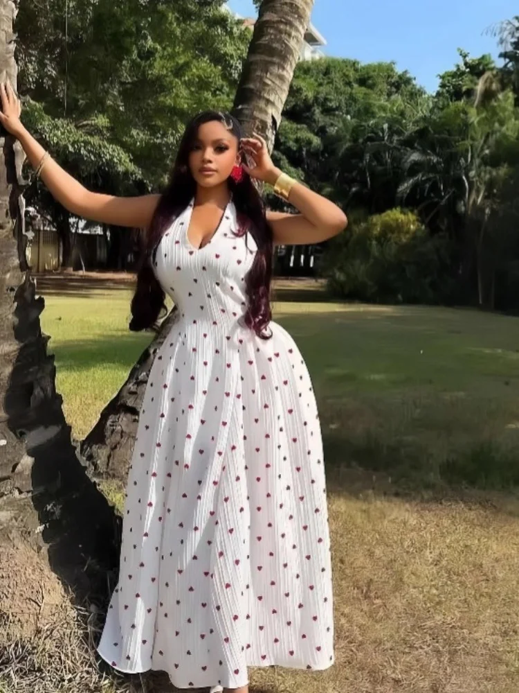 Wmstar Dress Wholesale A New French Polka Dot V Neck Backless Lace Up Long with A Halter Neck A Stylish Waist Cinching Slimming