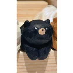Charming Hand - Carved Solid Wood Bear Figurine (Black)