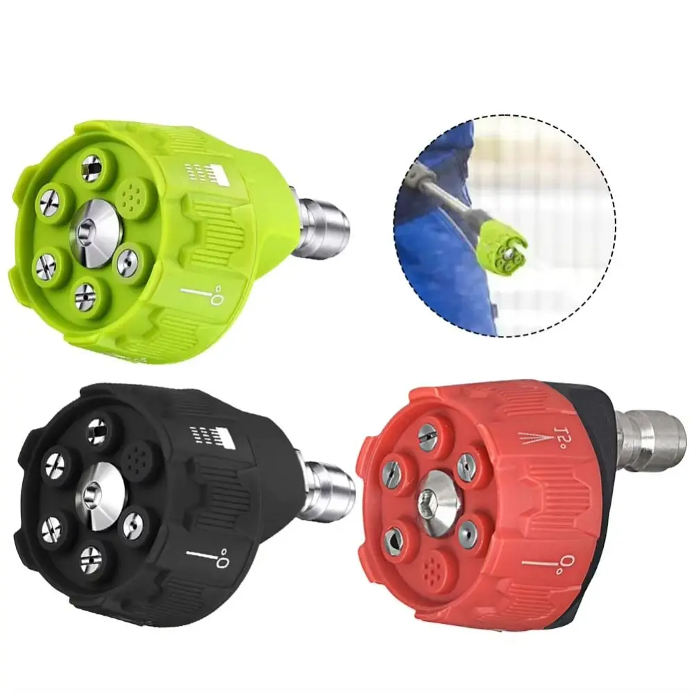 6in1 디자인 압력 세척기 노즐 0 15 25 40도 1/4인치 커넥터 다기능 노즐 교체 노즐