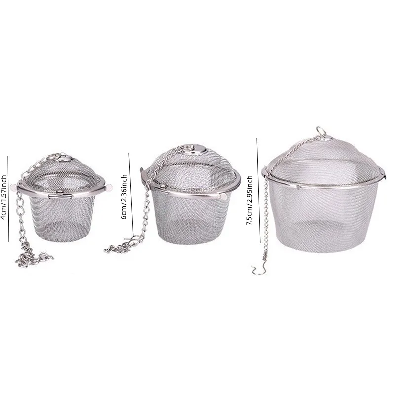 304 Stainless Steel Tea Ball Round Tea leak Seasoning Ball Pot Soup Filter Bag Marinating Strainer Set Accessories