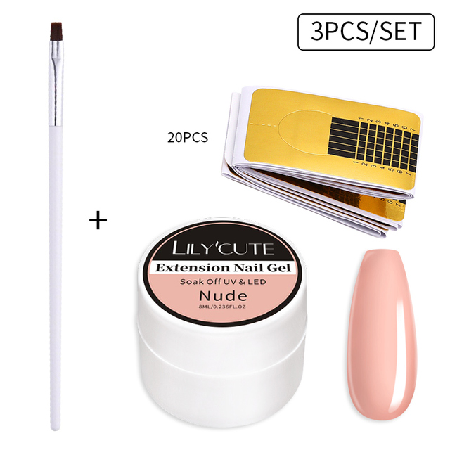 Extension Nail Gel Kits For French Finger Tips Extend Mold Hard Gel Nail Art Extension Forms Brush Tools Manicure Set