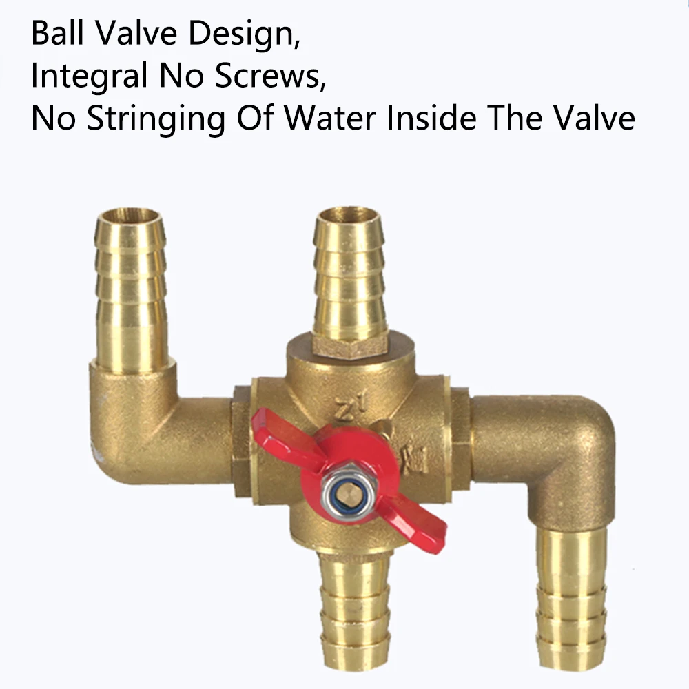 Schlauchtülle Inline-Wassersteuerung Manuelles Ventil 5/8 3/4 Zoll Heizventil 4-Wege-Wasserventil aus massivem Messingkern für Kraftstoff, Gas, Wasser, Luft – Detail 5