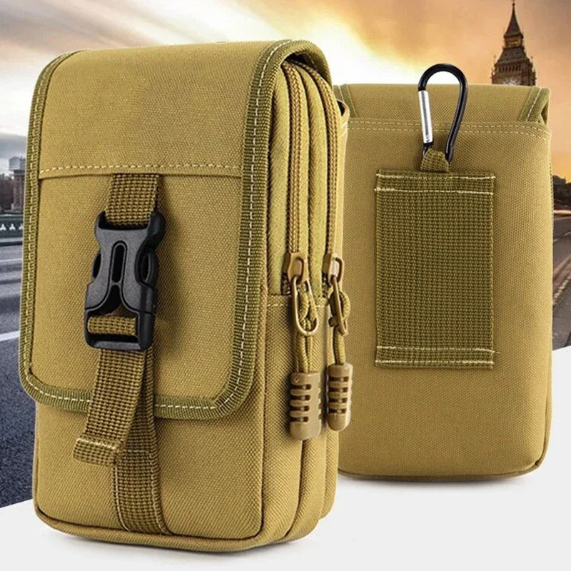 EDC Molle Nylon Bag Purse Double Layer Outdoor Waterproof  Waist Fanny Pack Men Phone Pouch Camping Hunting Tactical Waist Bag 2