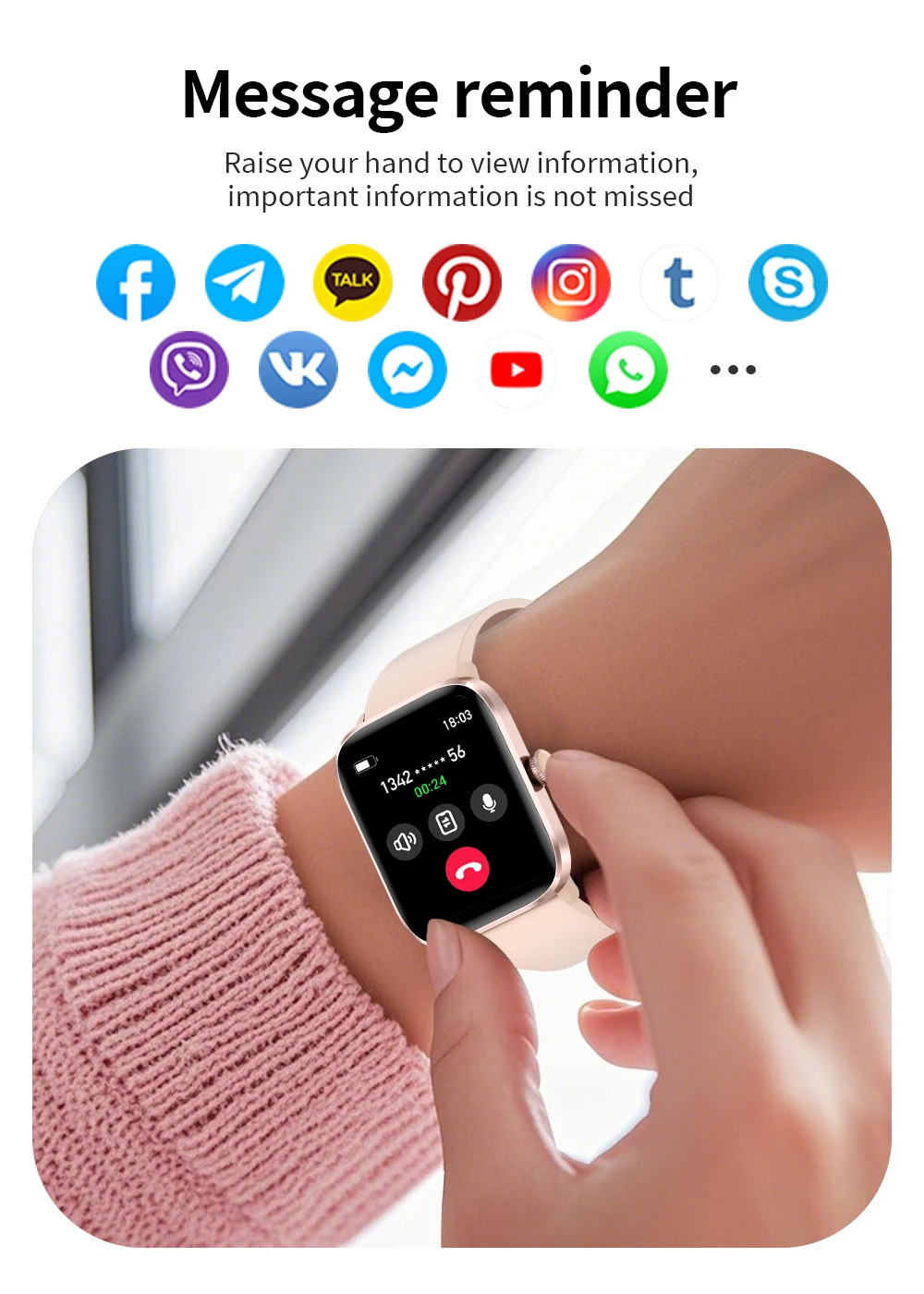 LIGE Women Smart Watch 1.83”Full Touch Screen Heart Rate Bracelet Sports Fitness Tracker Ladies Smartwatch For Android IOS +Gift