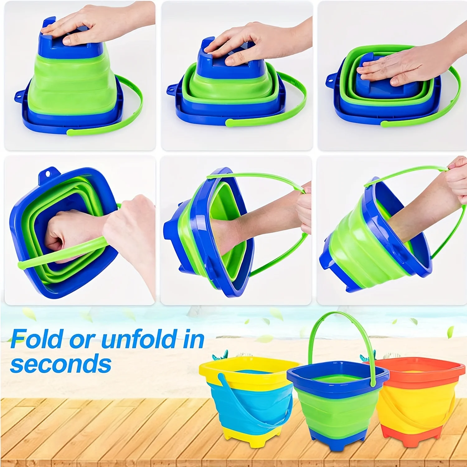 Children Beach Toys Summer Outdoor Baby Beach Digging Sand Toy Foldable Sand Bucket With shovel Play Sand Water Game Toy for Kid 4