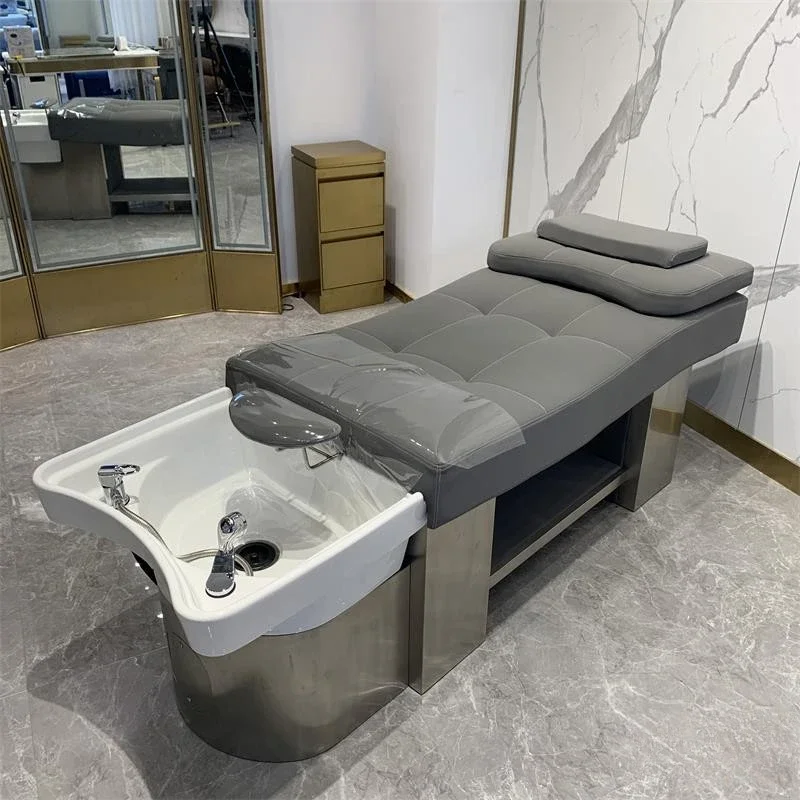 Hair Wash Shampoo Chair Barbershop Hair Salon Thai Massage Bed Ceramic Sink Fumigation Bed Water Circulation Salon Furniture