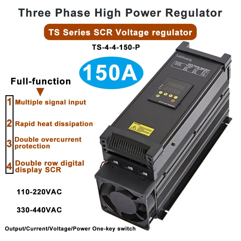 150a 3 상 110-40vac SCR 전원 컨트롤러 전압 조정기 RS-485 0-10V, 4-20mA, 0-5V 제어 신호