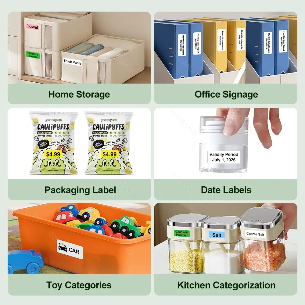 Marklife 열전사 라벨 프린터용 라벨 용지 P15,P12,D30,M110,M220,M1,가정용용 접착 스티커 열전사 테이프 종이 롤