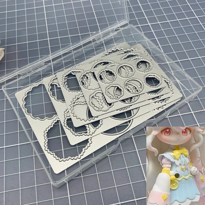 5개 세트 만능 레이스 원형 커터 몰드 탄소강 클레이 커터 초경량 클레이 DIY..