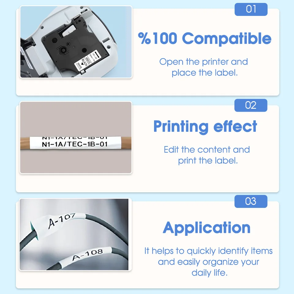 Aonomi - Etiquetas Termoencogibles Industriales Compatibles Con DYMO - Foto 9