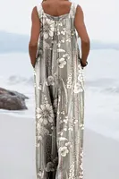2024 European and American womens cross-border summer new digital printing jumpsuit fashionable ethnic style buttons - Image 4