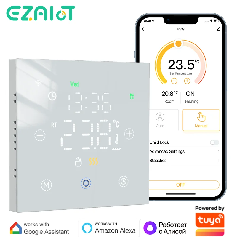 

Tuya WiFi Smart Thermostat for Electric Warm Floor Heating Water/Gas Boiler Digital Remote Thermoregulator Google Home Alexa