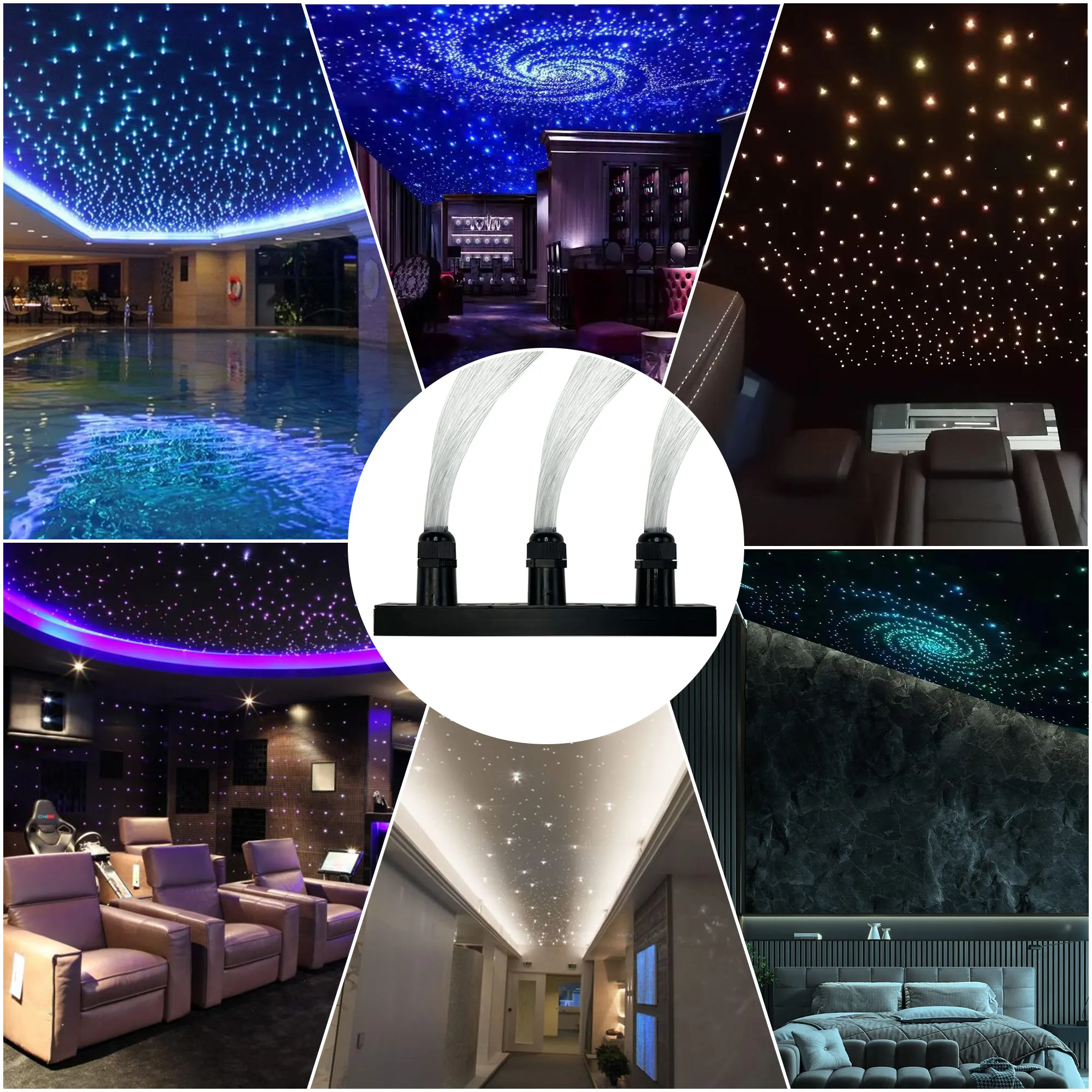 Car LED Fiber Small Style Light Machine Twinkle Starry Sky Effect Ceiling RGBW Lighting Bluetooth APP with Musice and RF Control