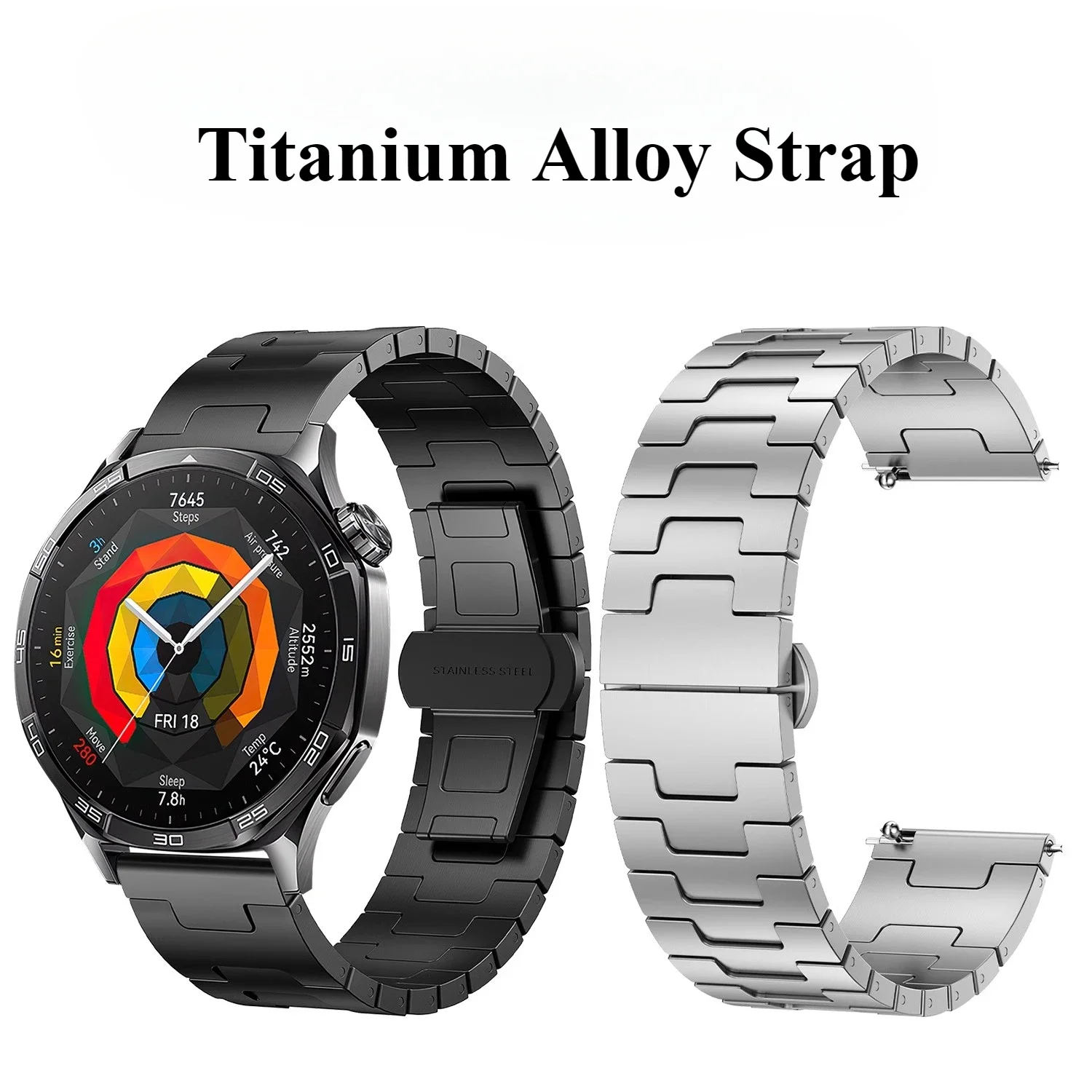Ultra-Light Titanium Alloy Strap - Exquisite Silver/Black/Titanium Grey Finish