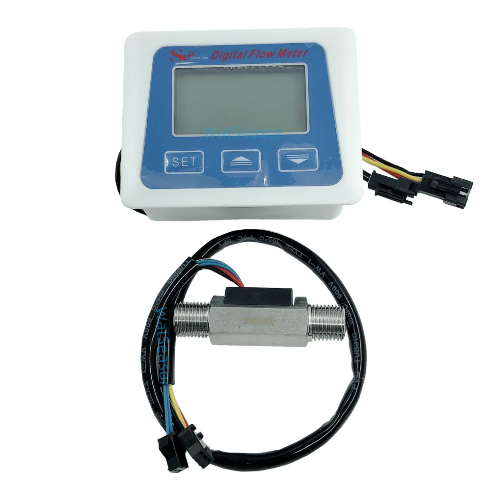 G1/4" Turbine Digital LCD Display Water Flow Sensor Meter Flowmeter Temperature Total Flow Show Rate