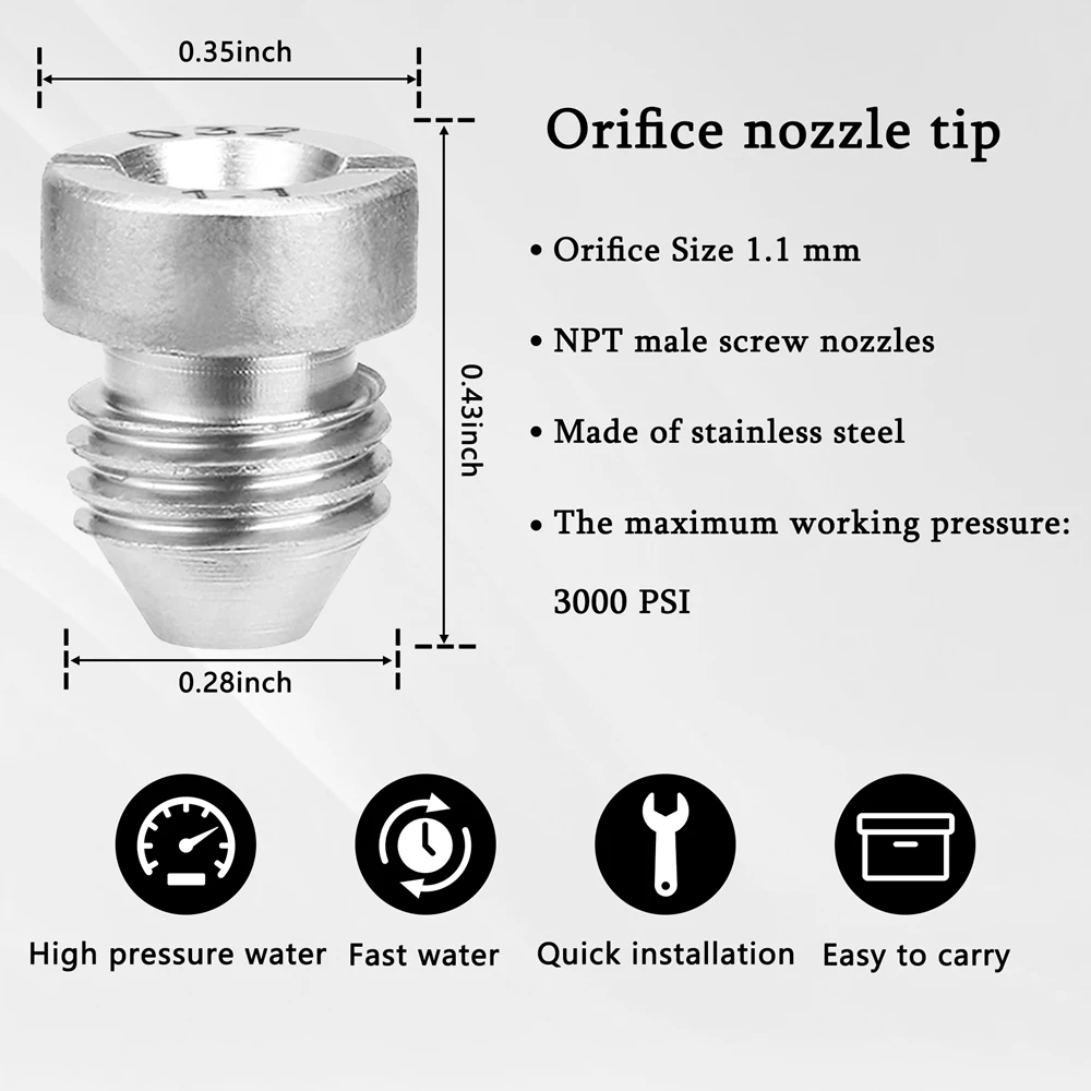 Universal 0.9mm~1.3mm Thread Snow Foam Orifice Stainless Steel Nozzle Tips Three-layer and Five-layer Foam Mesh for Car Cleaning 5