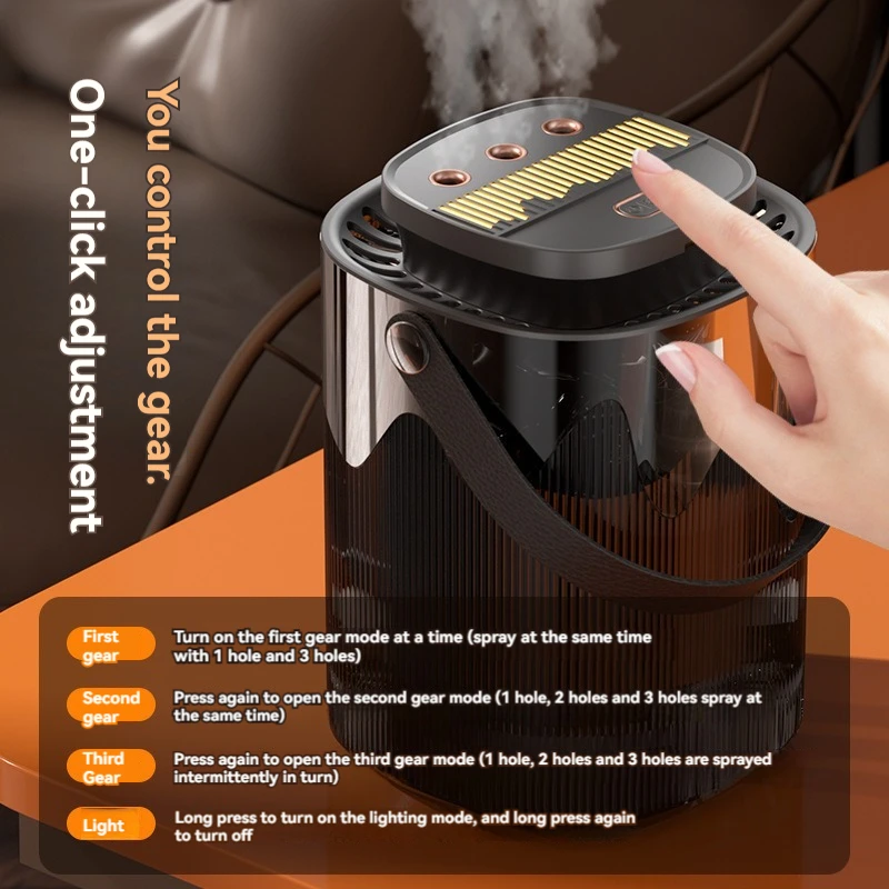 3L 3 nozzle nano humidifier, home office atomizer, large capacity USB charging, bedroom night light humidifier