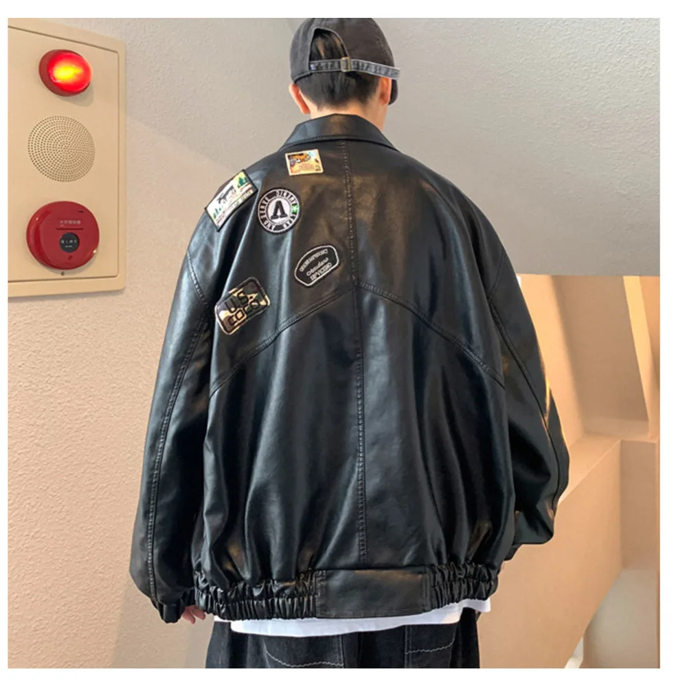 Men's Jacket Pu Leather Oversized Motorcycle Style For Men_voghion.com