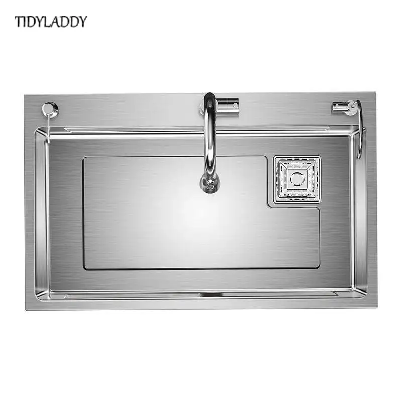 Nano Kitchen Sink Large Single Tank 304 Stainless Steel Side Row Vegetable Wash Basin Household Understage Basin Waterfall Sinks