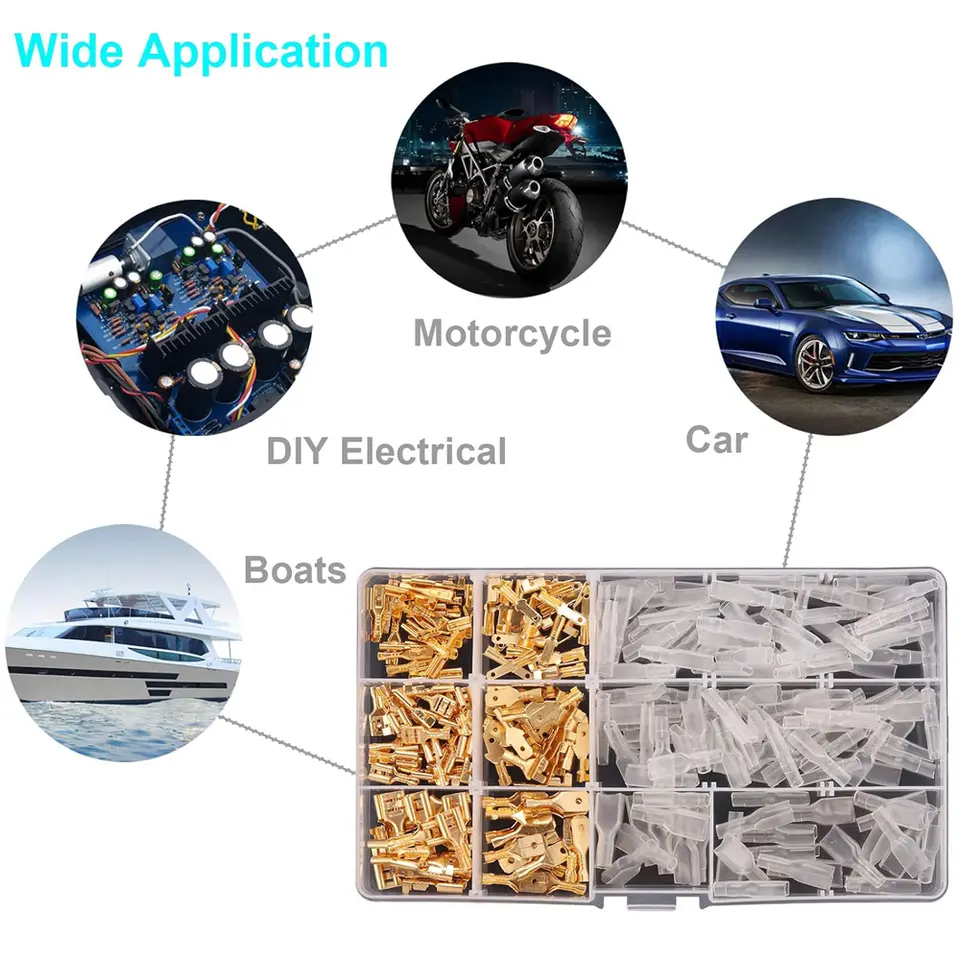 Electrical Crimp Terminals 270PCS - 2.8mm-4.8mm-6.3mm Insulated Spade Connectors Male Female Assorted Kit for Vehicle DIY image 6