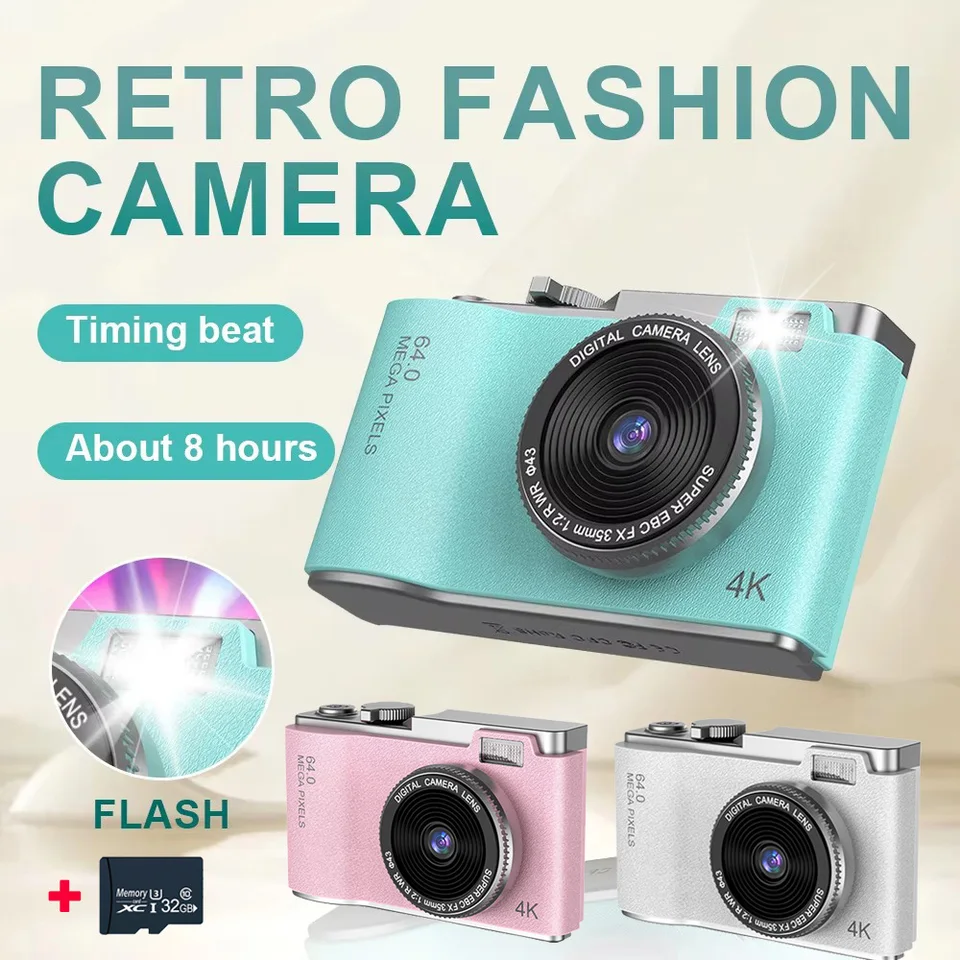 Fotocamera Digitale YIALO 4K Per Bambini E Ragazzi | 64MP Con Scheda SD 64GB | Zoom 18x E Schermo Da 2,8 Pollici | Colore Rosa