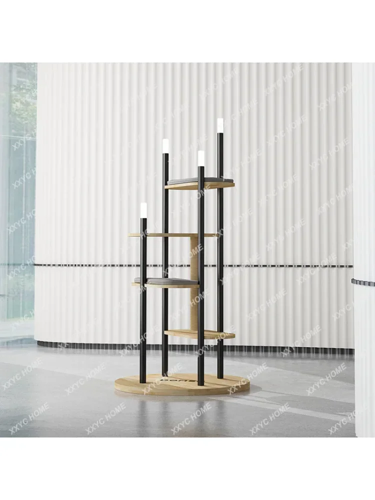 Night Light Cat Climbing Frame Solid Wood Nest Jumping Platform Luxury Floor Lamp Climbing Frame
