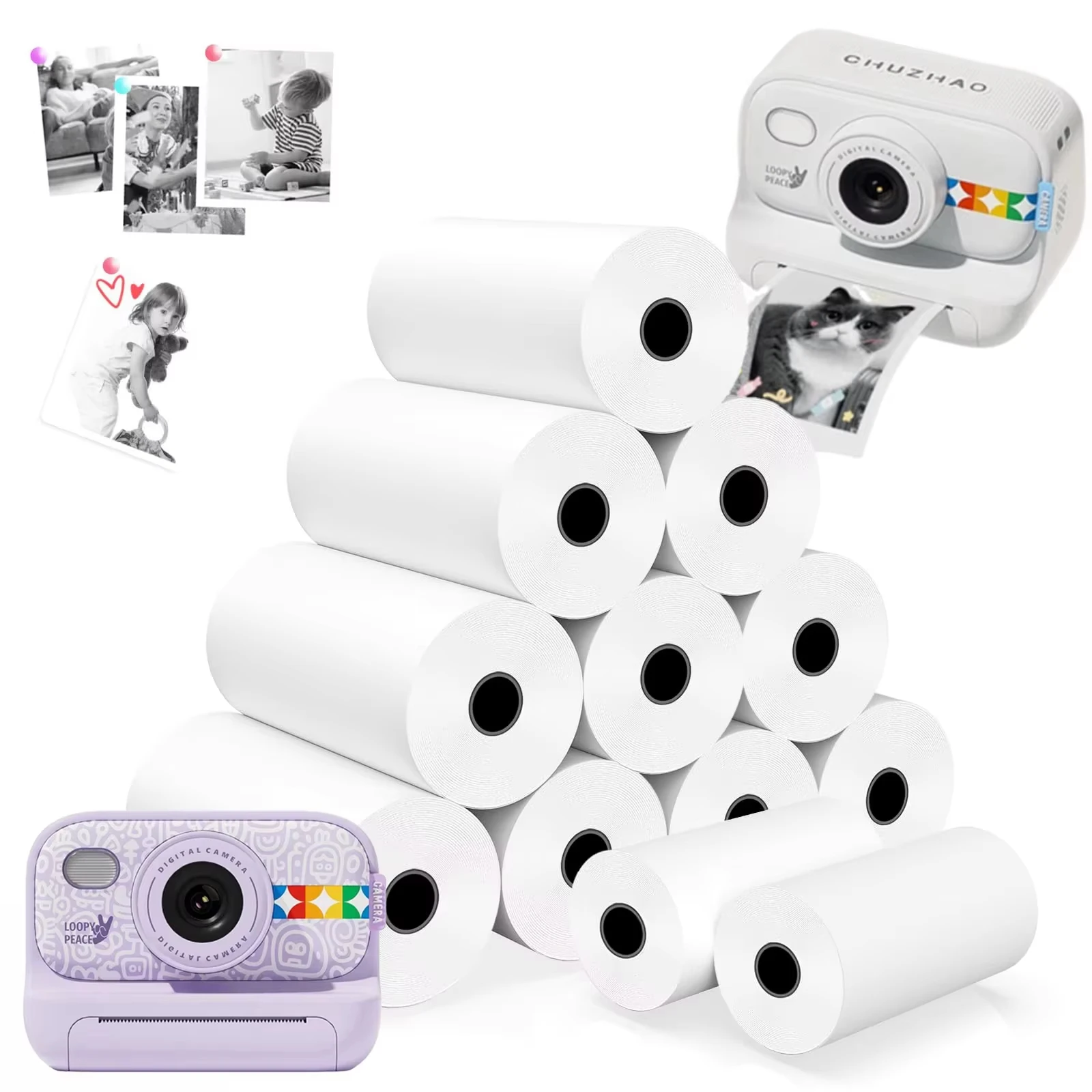 57x30mm 논스틱 화이트 그레이 감열지 - 퇴색 방지 및 BPA 프리, 이벤트 기록/미술 프로젝트에 이상적