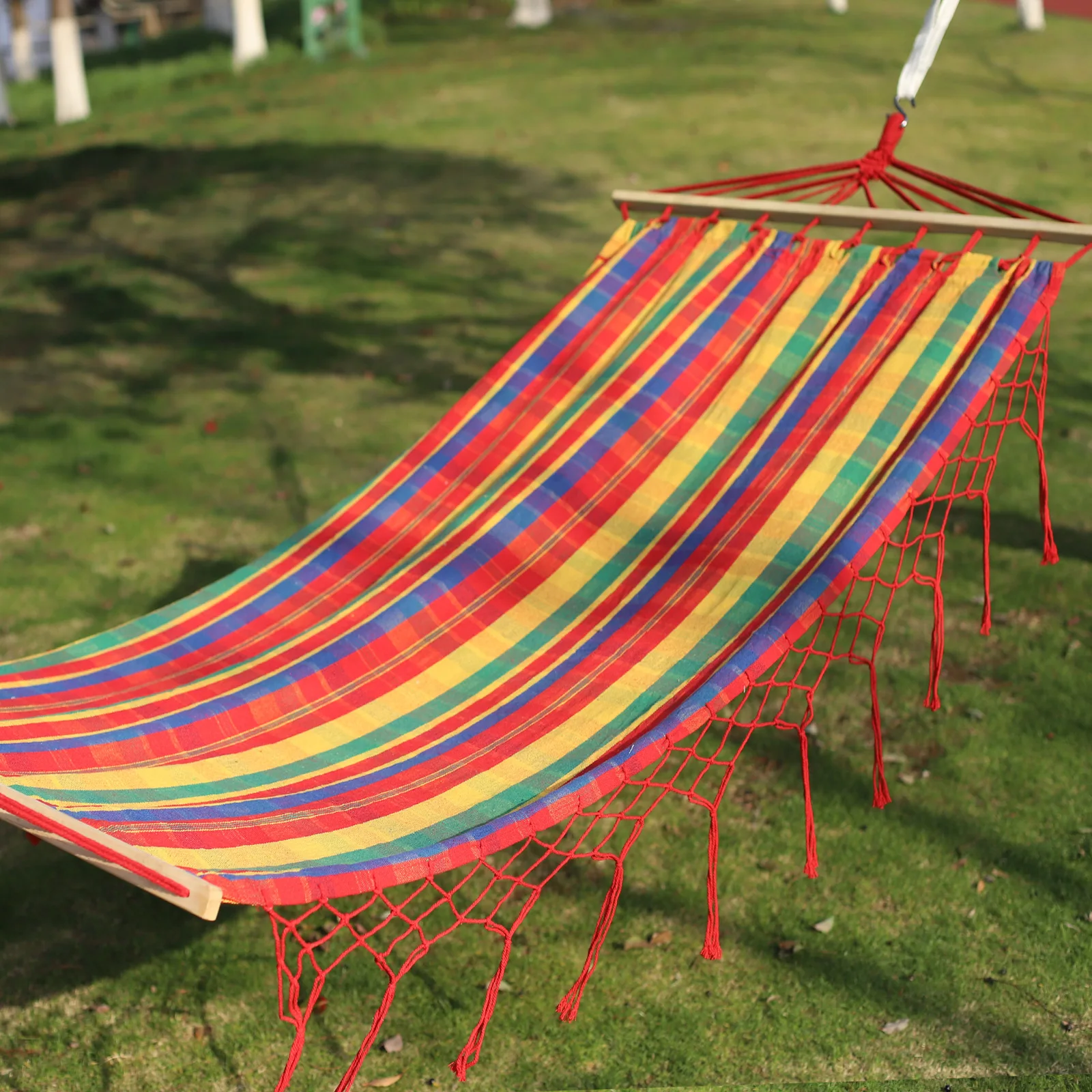 Tassel Hammock Outdoor Anti-rolled-up Canvas Swing Camping Tour Single Stick Portable Hanging Chair Swing Chair Outdoor