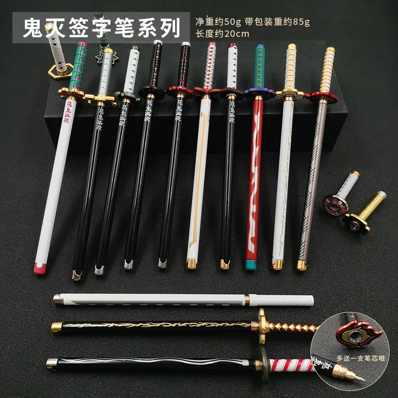 Anime Demon Pens Kamado Tanjirou Cosplay Weapon Props Katana Roller Pen Fashion Toy