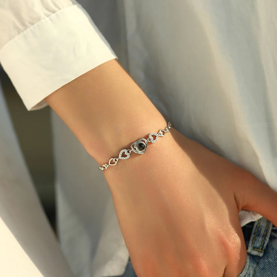 Personalized Photo Projection Heart Bracelet for Women