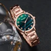 5PCs/Set Classic Style Watch Set Fashion Stainless Steel Dial Green Watch Bracelet Set 4
